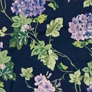Cotton Fabric Purple Floral on Dark Blue base Yard of Material NEW